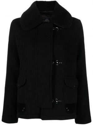 Vlněná bunda s kožíškem Fay černá