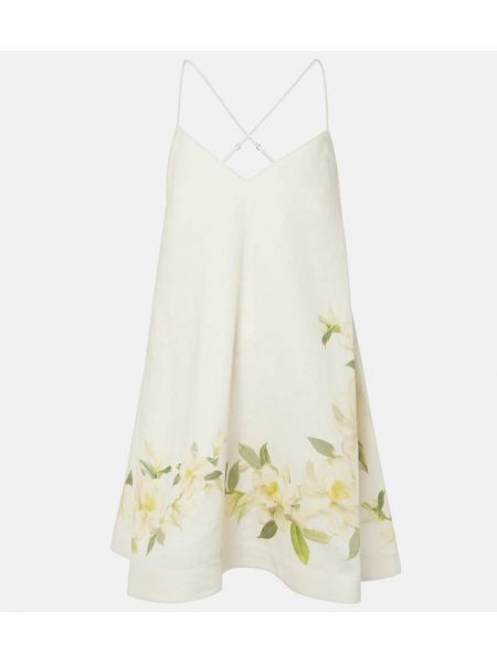 Vestito di lino a fiori Zimmermann bianco