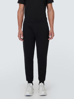 Pantaloni di cotone di cotone in jersey Moncler nero