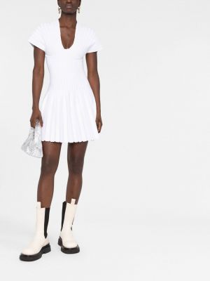 Plisuotas tinklinis mini suknele Balmain balta
