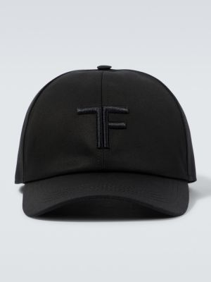 Cappello con visiera ricamato di pelle Tom Ford nero