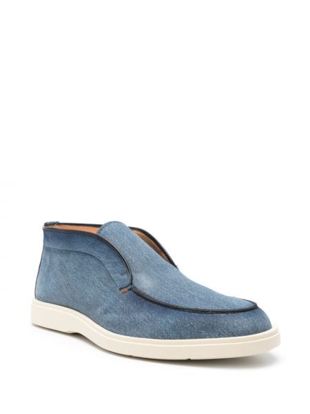 Kožené kotníkové boty s potiskem Santoni modré
