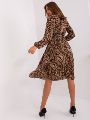 Midi šaty s leopardím vzorom Fashionhunters