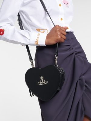 Bőr crossbody táska Vivienne Westwood fekete
