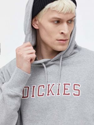 Pamučna hoodie s kapuljačom Dickies siva