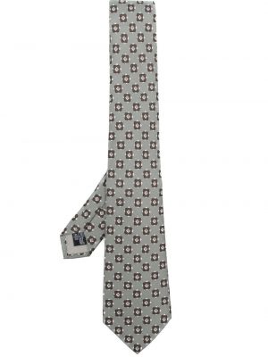 Jedwabny krawat z nadrukiem Giorgio Armani szary