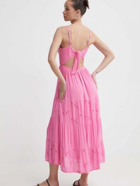 Midi ruha Hollister Co. rózsaszín