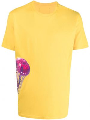 Majica s potiskom z okroglim izrezom Les Hommes rumena