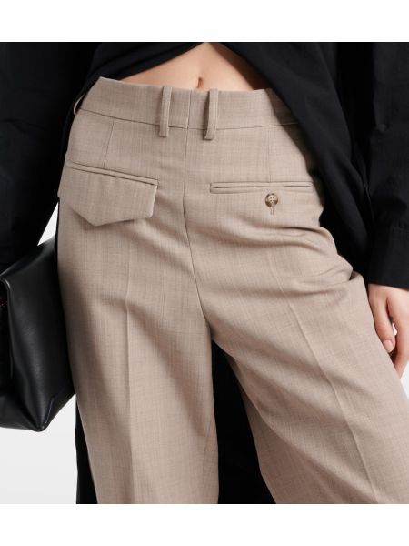 Volnene ravne hlače Victoria Beckham rjava