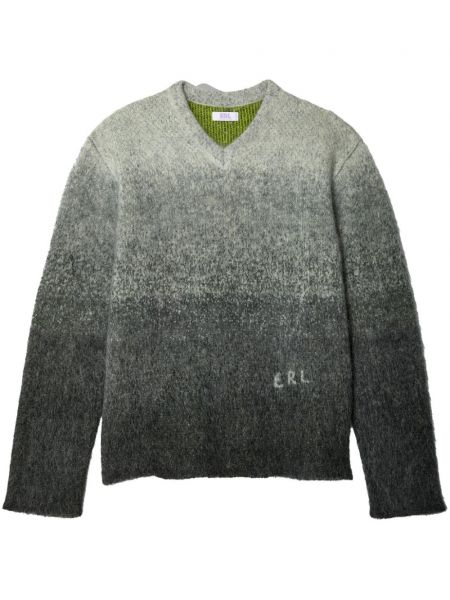 Пуловер с v-образно деколте с градиентным принтом Erl сиво