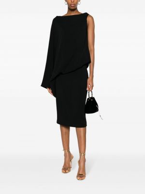 Asymetrické hedvábné midi šaty Tom Ford černé