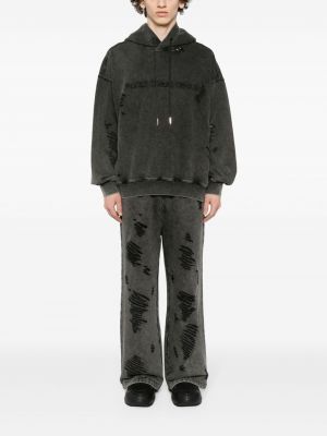 Medvilninis džemperis su gobtuvu su įbrėžimais Feng Chen Wang pilka