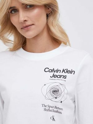 Majica dugih rukava Calvin Klein Jeans bijela