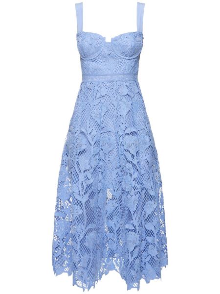 Μίντι φόρεμα με δαντέλα Self-portrait μπλε