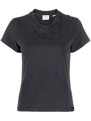 T-shirt ricamato di cotone Courrèges grigio