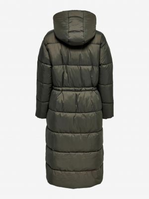 Prošívaný zimní kabát s kapucí Only khaki