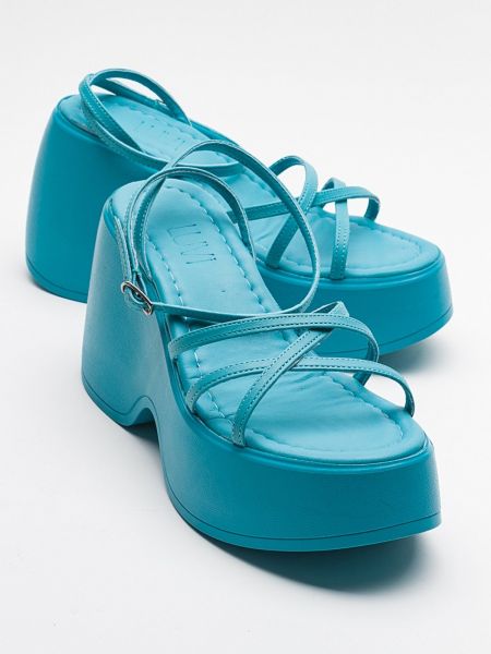 Izliektas platformas sandales ar papēžiem Luvishoes zils