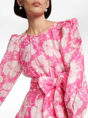 Jedwabna sukienka bawełniana w kwiatki Loveshackfancy różowa
