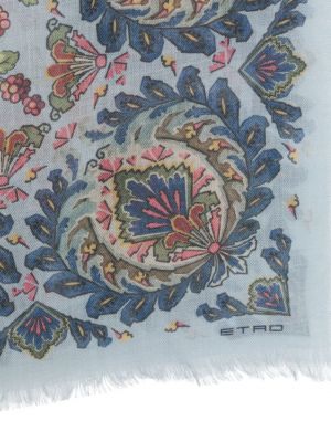 Květinový kašmírový šátek s potiskem Etro modrý