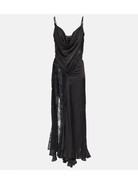 Krajkové asymetrické dlouhé šaty Y/project černé