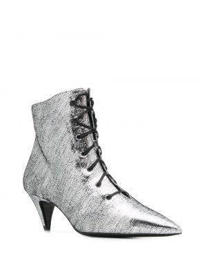 Kotníkové boty Saint Laurent stříbrné