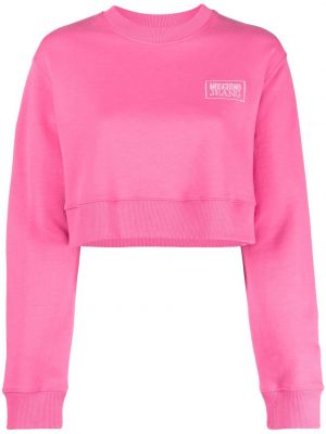 Siuvinėtas džemperis su gobtuvu Moschino Jeans rožinė
