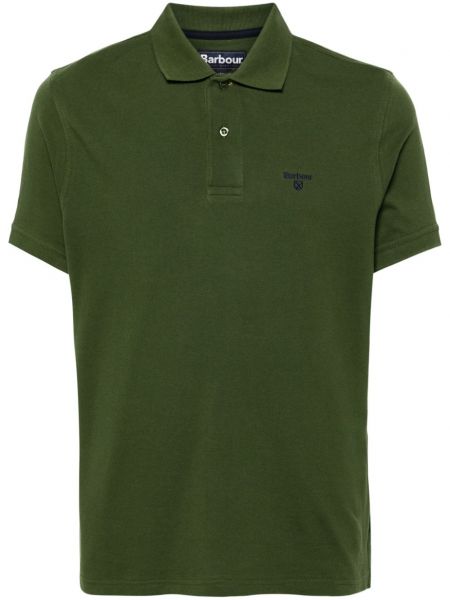 Kokvilnas polo krekls ar izšuvumiem Barbour zaļš