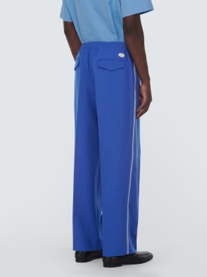 Moherowe proste spodnie wełniane Gucci niebieskie