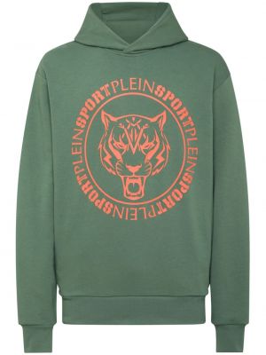 Kapučdžemperis ar tīģera rakstu Plein Sport zaļš