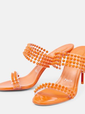 Кожени сандали Christian Louboutin оранжево