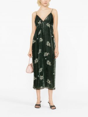Květinové sametové šaty s potiskem Dorothee Schumacher zelené