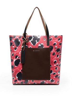 Abstrakte shopper handtasche mit print Marni rot