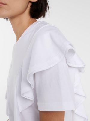 Bavlněné tričko s volány jersey Chloã© bílé