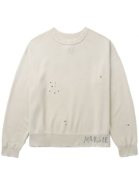 Distressed langes sweatshirt mit print Maison Margiela