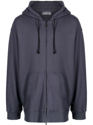 Distressed hoodie mit reißverschluss aus baumwoll Yohji Yamamoto grau