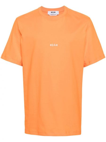 Bombažna majica s potiskom Msgm oranžna