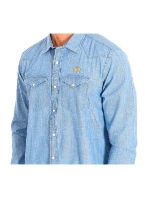 Koszula jeansowa z długim rękawem La Martina niebieska
