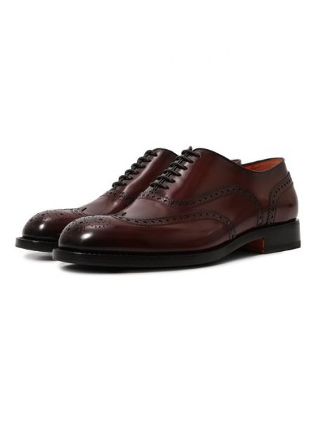 Кожаные оксфорды Santoni бордовые