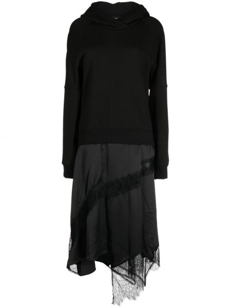 Sukienka midi z kapturem koronkowa Goen.j czarna