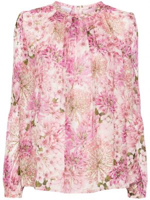 Блуза на цветя от креп Giambattista Valli розово