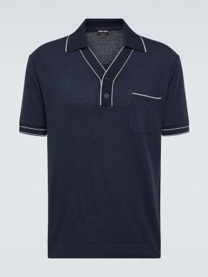 Поло тениска от джърси Giorgio Armani синьо