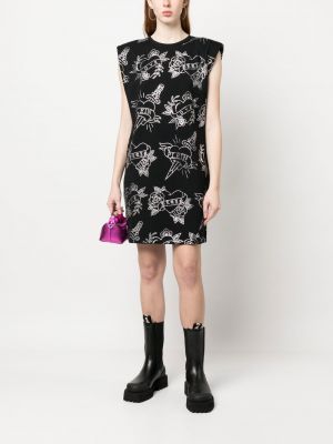 Sukienka mini bez rękawów z nadrukiem Philipp Plein czarna