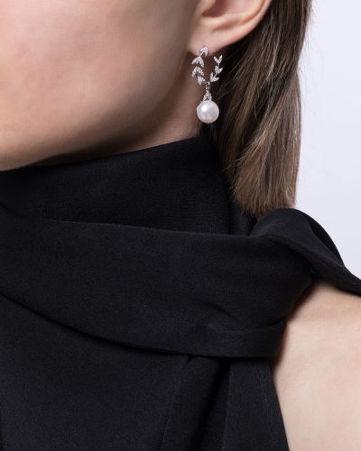Boucles d'oreilles avec perles à imprimé à boucle Apm Monaco argenté