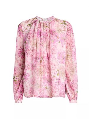 Шелковая блузка в цветочек с принтом Giambattista Valli розовая