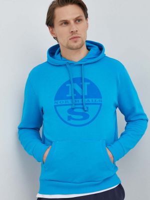 Pamučna hoodie s kapuljačom North Sails plava