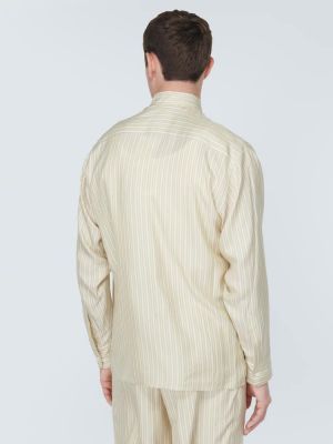 Dryžuota šilkinė marškiniai oversize Le Kasha geltona