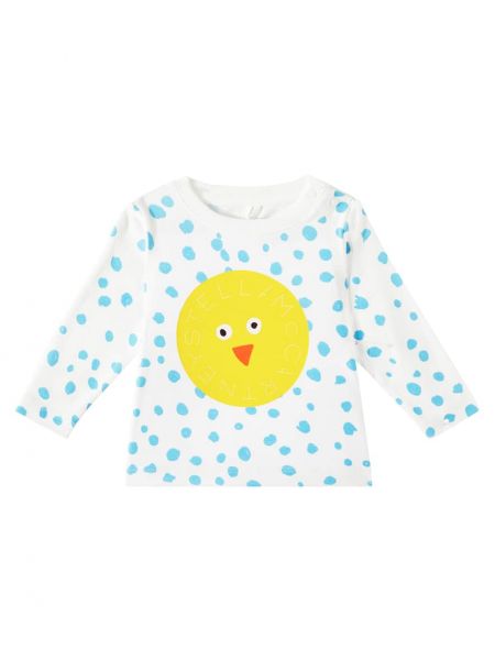 Jersey flekket bomull topp for jenter Stella Mccartney Kids hvit