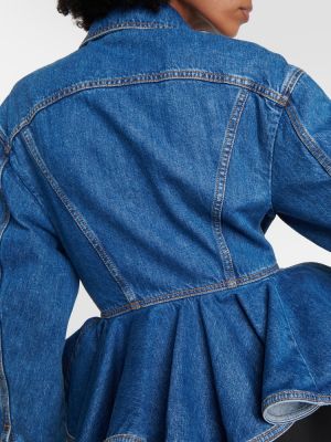 Peplum džínsová bunda Alexander Mcqueen modrá