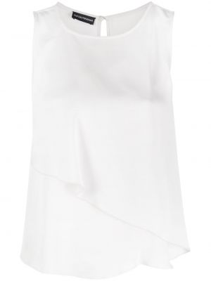 Asymmetrisk ermeløs bluse Emporio Armani hvit