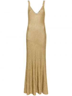 V-nyakú estélyi ruha Elisabetta Franchi aranyszínű